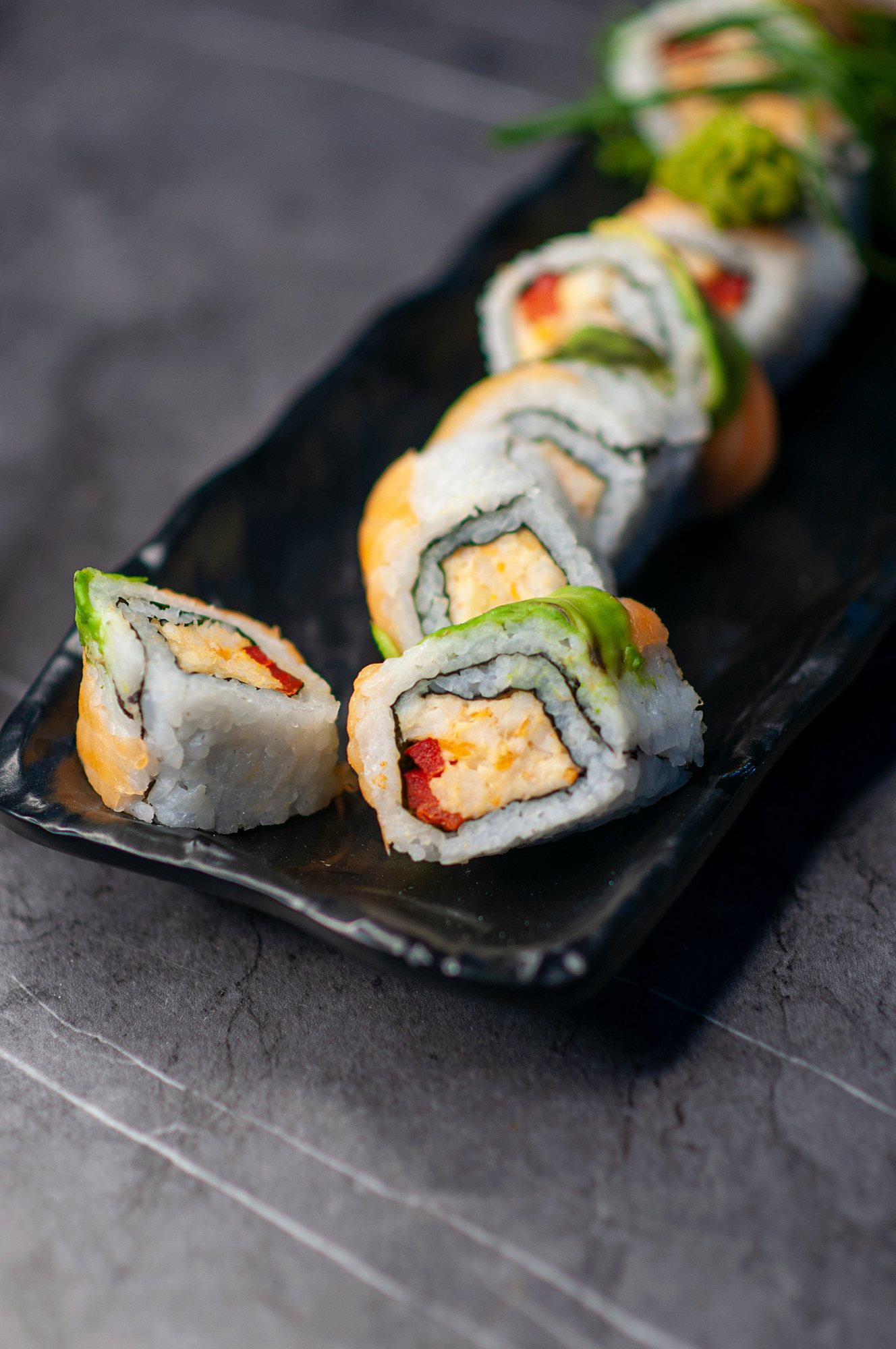 Fresh sushi roll close-up